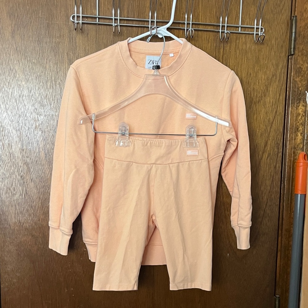 Girl’s Peach Sweatshirt and Shorts Set
